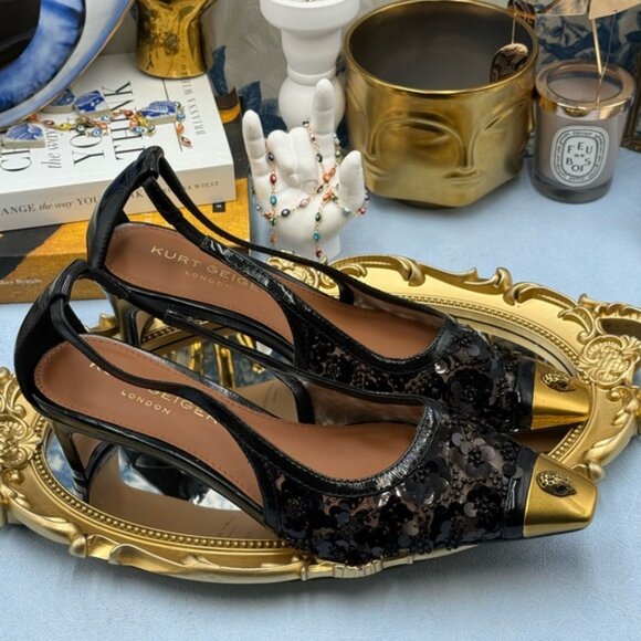 🆕 KURT GEIGER LONDON 🧿 NWOB Regent Floral Sequin Low Heel Slingback Sz 37 US 7 - Picture 9 of 14